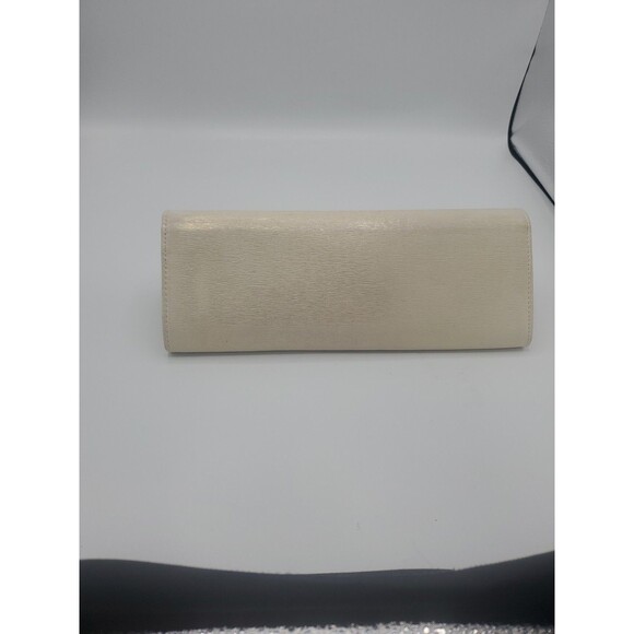 Vintage Beige & Gold Metallic Thread Oblong Rectangle Snap  Vintage Beige & Gold Metallic Thread Oblong Rectangle Snap Cloth Clutch 11.5\